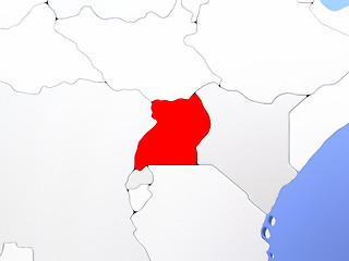 Image showing Uganda in red on map