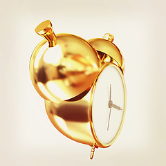 Image showing Old style of Gold Shiny alarm clock. 3d illustration. Vintage st