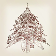 Image showing Christmas tree concept. 3d illustration. Vintage style