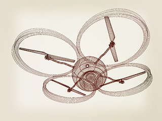 Image showing Quadcopter Dron. 3d render. Vintage style