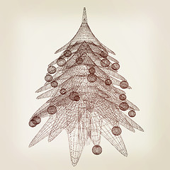 Image showing Christmas tree concept. 3d illustration. Vintage style