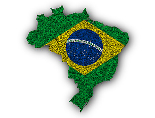 Image showing Map and flag of Brazil on poppy seeds