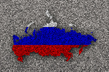 Image showing Map and flag of Russia on poppy seeds