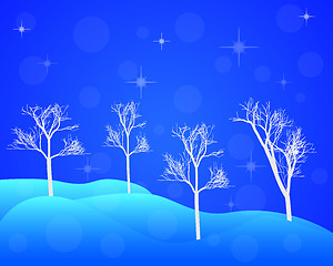 Image showing winter trees in snowdrifts