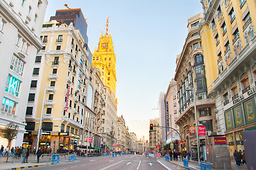 Image showing Gran Via street. Madrid, Spain