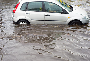 Image showing Car road flooded by water