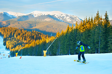 Image showing Snowborder at ski resort