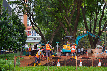 Image showing Public park developing works. Singapore