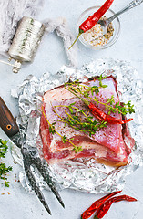 Image showing raw meat in foil