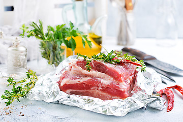 Image showing raw meat in foil