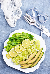 Image showing slice of fresh lime and avocado