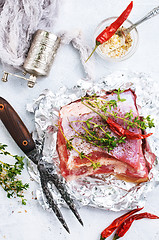 Image showing raw meat in foil