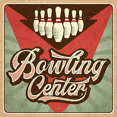 Image showing Retro advertising bowling poster. Vintage poster.