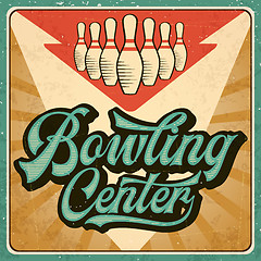 Image showing Retro advertising bowling poster. Vintage poster.