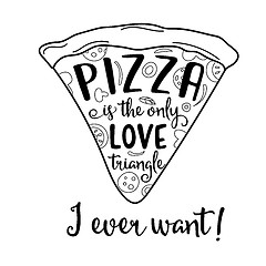 Image showing Funny quote about love and pizza