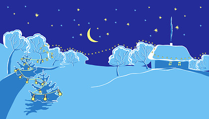 Image showing illustration of winter night