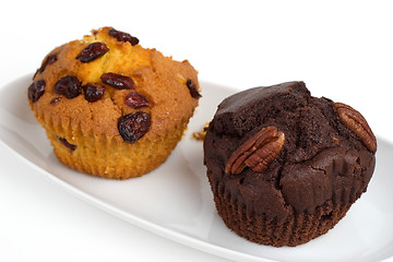 Image showing two muffins on a plate