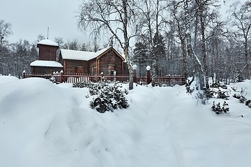 Image showing Old wooden church in winter