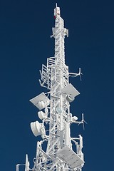 Image showing Transmitter tower frozen in winter frost