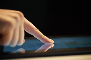 Image showing close up of hand using computer touch screen