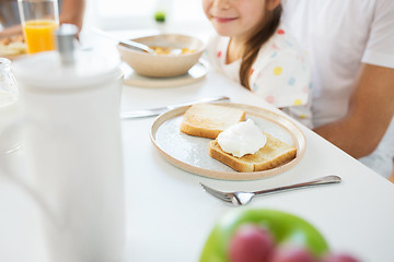 Image showing toasts with poached egg on plate