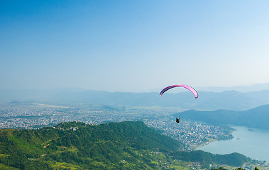 Image showing Paragliding over Pokhara, Nepal