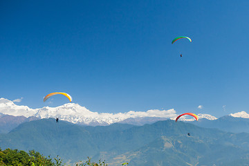 Image showing Paragliding over Pokhara, Nepal