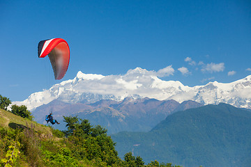 Image showing Paragliding over Pokhara, Nepal