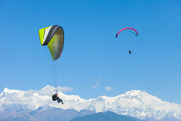 Image showing Paragliding over Pokhara, Nepal