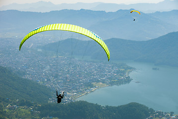 Image showing Paragliding over Pokhara, Nepal