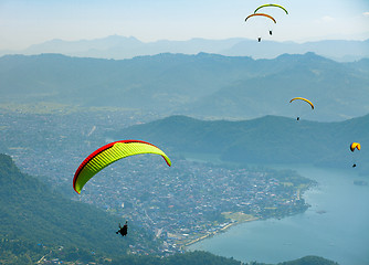 Image showing Paragliding over Pokhara, Nepal