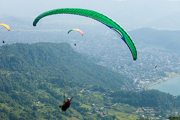 Image showing Paragliding over Pokhara, Nepal