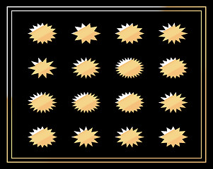 Image showing Set of golden star badge design on black