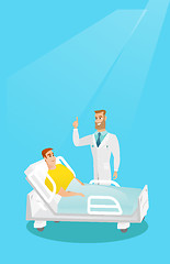 Image showing Doctor visiting a patient vector illustration.