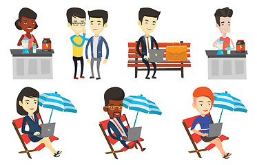 Image showing Vector set of sport and business characters.