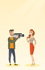 Image showing TV reporter and operator vector illustration.