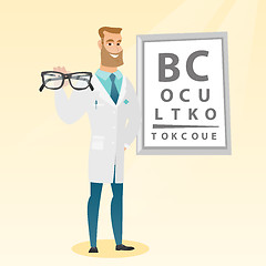 Image showing Professional ophthalmologist holding eyeglasses.
