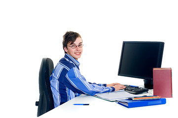 Image showing Teenager student doing homework