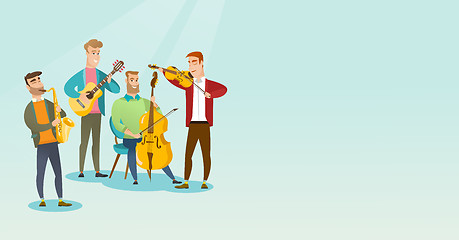 Image showing Band of musicians playing musical instruments.