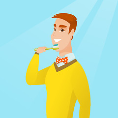 Image showing Man brushing her teeth vector illustration.