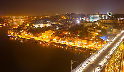 Image showing Night skyline of Porto, Portugal