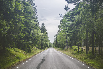 Image showing Asphalt road in a forest