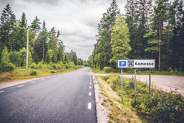 Image showing Komosse nature reserve in Sweden with a sign