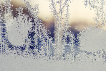 Image showing Frozen window in the winter on a cold morning