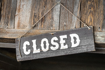 Image showing Closed for business sign made of wood