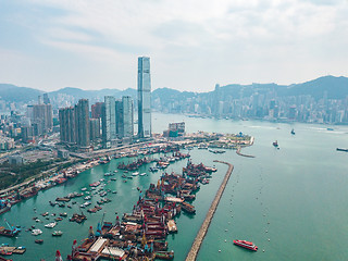 Image showing Hong Kong City at aerial view in the sky