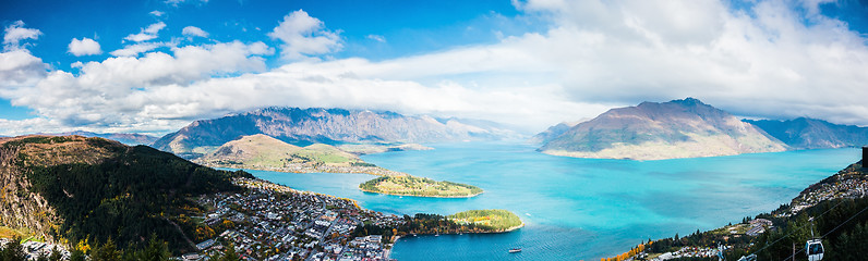 Image showing Aerial view of Queenstown in South Island, New Zealand