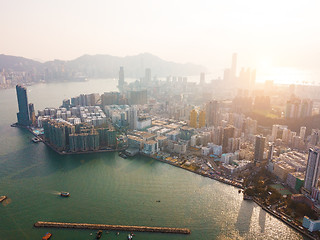 Image showing Hong Kong City at aerial view in the sky