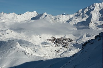 Image showing Val Thorens ski resort in the distance