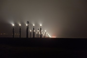 Image showing Runway lights at night